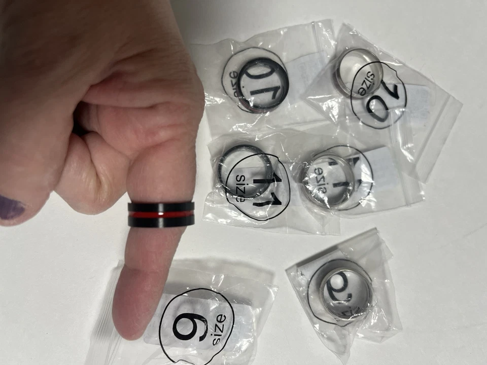 男式结婚戒指尺寸 11 红色和黑色 — 第 1/1 张图片