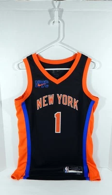 Camiseta deportiva negra Swingman City Nike 40 7S de Obi Toppin #1 de los New York Knicks 2022-23 para hombre Foto 1 de 4