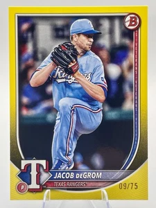 2025 Bowman Baseball #28 Jacob DeGrom Texas Rangers Yellow /75 - Picture 1 of 2