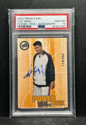 2002 PRESS PASS POWER PICK YAO MING /250 PSA 10 SIGNED AUTO AUTOGRAPH POP 5 🔥🏀 - Imagem 1 de 2