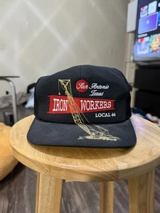 Vintage 90s Union Iron Workers Snapback Hat Local 66 San Antonio Made In USA - Bild 1 von 8