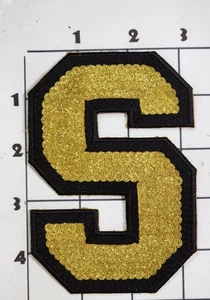4.75" Letter "S" Sequins Sequined Iron On Patch Embellishment Applique - Picture 1 of 1