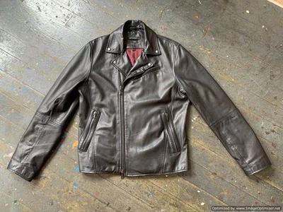 John Varvatos Black Lambskin Leather Crosszip Motorcycle Jacket Size Small S - Image 1 of 4