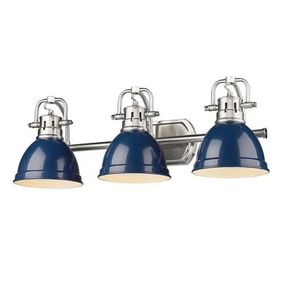 Golden Lighting 3602-BA3 PW Duncan 3 Light 25"W Vanity Light in - Pewter / Navy - Image 1 of 4