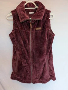 Columbia Women's Fireside Sherpa Full Zip Vest - Maroon Size Medium - Picture 1 of 9