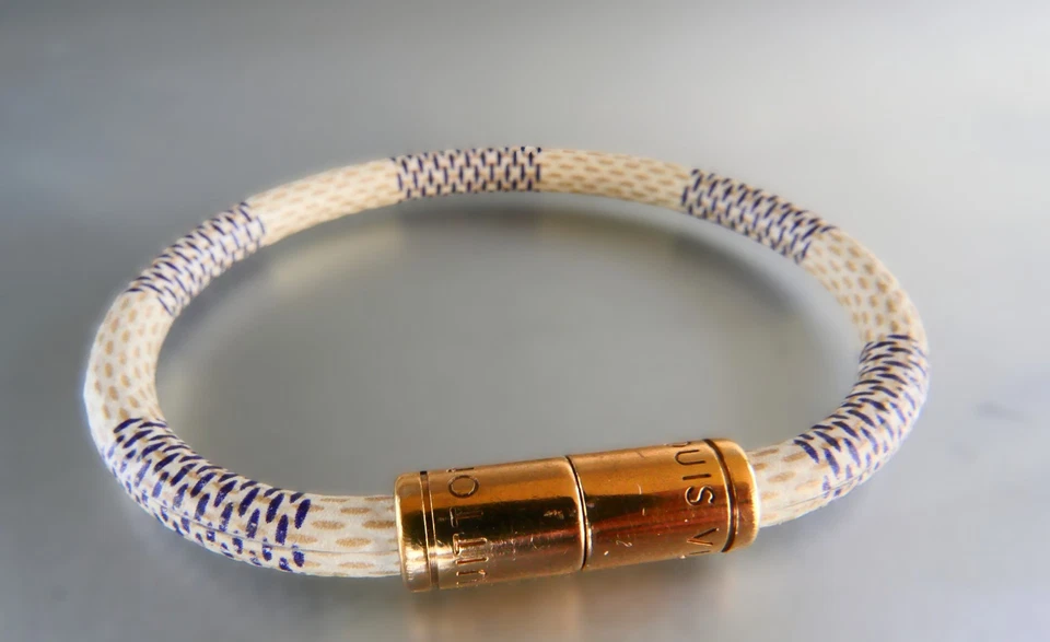 LOUIS VUITTON Rope Bracelet – Armband beige/blau Verschluss 24k vergoldet - Bild 1 von 4