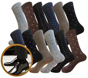 12 PK MULTI PATTERN COTTON MULTICOLOR FIRST QUALITY MEN'S DRESS SOCKS 10-13 - Picture 1 of 9