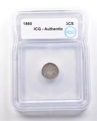 1860 Silver Three Cent Trime Authentic ICG *3376 - Image 1 of 3