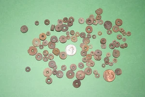 100 crinoid stems with holes fossils Pennsylvanian period - Foto 1 di 3