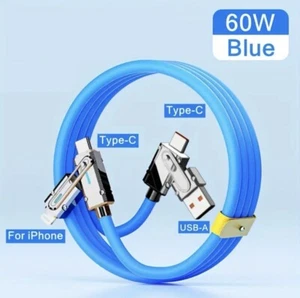 4-in-1 USB C Cable 100 W 4FT for Apple Cable Fast Charging 480Mbps Data Sync - Picture 1 of 4