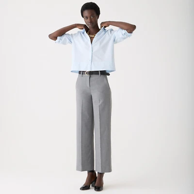Nuevo J CREW mujer talla grande. Pantalón 22 Sydney Pierna Ancha Cuatro Temporadas Elástico Gris Tobillo Foto 1 de 4