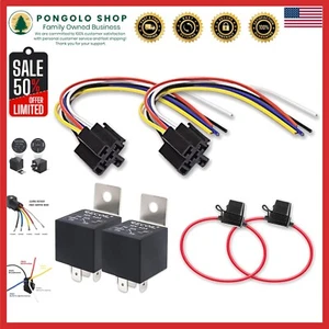 Paquete de relés automotriz de 5 pines 12 V con enchufes entrelazados y cables de coleta de 12" - Imagen 1 de 9