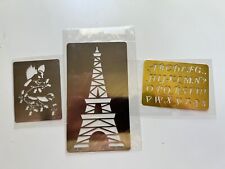 Bundle of 3 Metal Stencils, Small, Eifel Tower, Alphabet,  Birds/Tree Branch