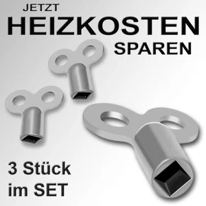 3x Heizkörper Entlüftungsschlüssel Heizungsventil Heizkörper entlüften Vierkant - Picture 1 of 4