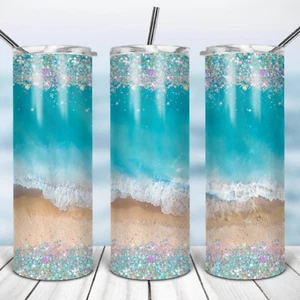 Strand 1 - Enthält einen 20 Unzen Metall Isolierbecher, Deckel & Strohhalm - Bild 1 von 3