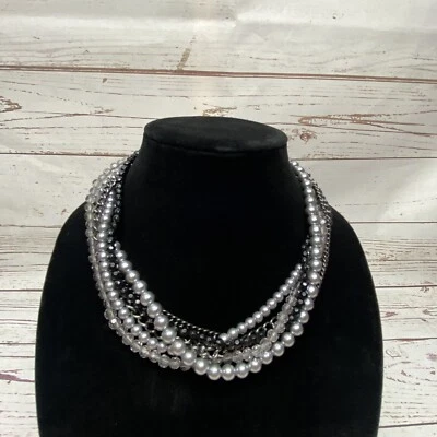 "Collar grueso de cristal de perlas sintéticas negras en capas Premier Designs 18"" Y2K" Foto 1 de 4