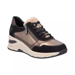 Rieker N9301-90 scarpe sportive casual donna nero bronzo cerniera/pizzo risparmio di £7 sul prezzo di acquisto - Foto 1 di 10