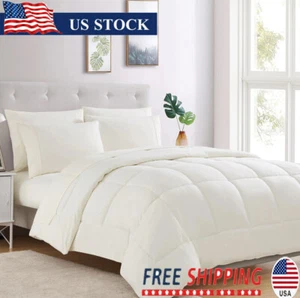 7 Piece Bed-in-a-Bag Down Alternative Comforter Set Luxury Ivory Pockets Queen - Picture 1 of 6