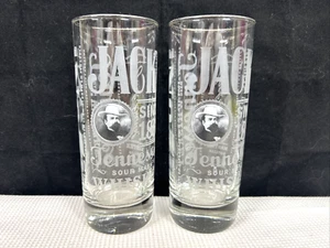 2 Jack Daniels Etched Sour Mash 10 Oz Glasses Tennessee Old No 7 EUC *Portrait* - Picture 1 of 4
