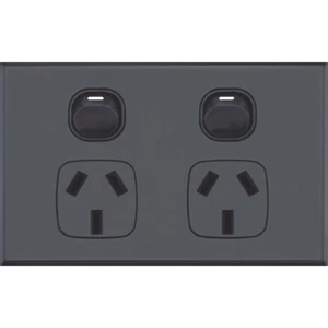 Slim GPO Double Power Point Socket - Matte Black - Picture 1 of 1
