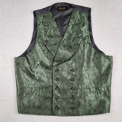 Scully Vest Mens Large Green Paisley Formal Western Frontier Costume - Image 1 of 4