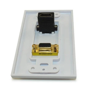 Wallplate HDMI & VGA Female/Female 1 Port Gold Plated White - Afbeelding 1 van 2