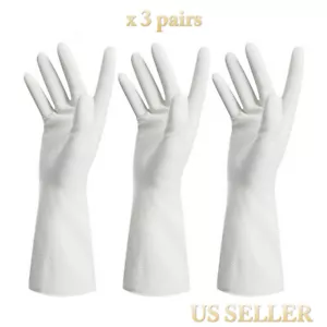 3 pairs Dishwashing Scrubber Washing Rubber Scrub White Gloves Kitchen Cleaning  - Picture 1 of 5