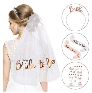 Hen Party Sashes Bride To Be, Team Bride Girls Night do Veil Tiara Tattoos UK - Picture 1 of 14