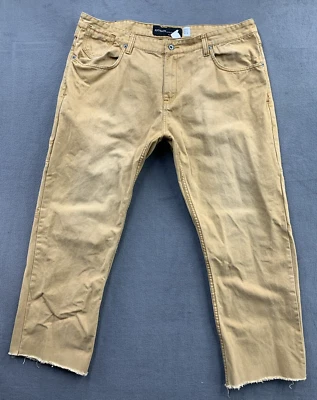 Pantalones de mezclilla de trabajo utilitarios Rocawear R+ para hombre 42x30 tostados bolsillos con solapa 100 % algodón Foto 1 de 4