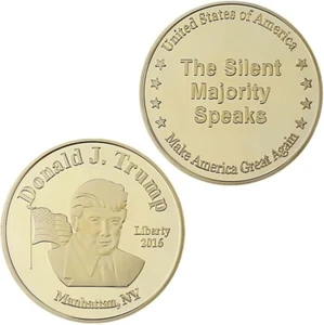 Donald J Trump Gold Coin US Presidential Stars & Stripes Flag Americana MAGA Old - Picture 1 of 11