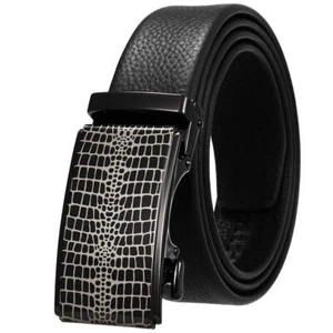 HJones Fashion Men's Genuine Leather Belt Automatic Buckle Belt Ratchet Strap - Picture 1 of 4