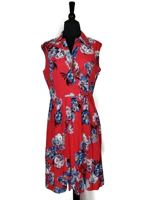 Vestido Ellen Tracy Rojo Sin Mangas Cuello Cremallera Lateral Línea A Talla 6 Foto 1 de 4