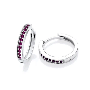 925 Sterling Silver Natural Rhodolite Ladies Huggie Hoop Earrings Girls Gift - Picture 1 of 3