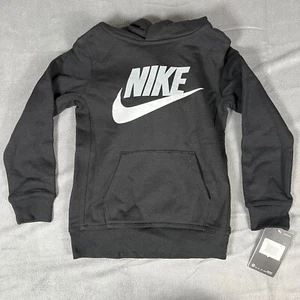 Nike Boys Hoodie Size 5 Black Nike Swoosh Sportswear Club Pullover 86G703-023 - Picture 1 of 7