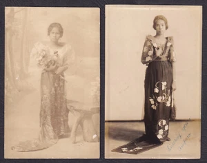 Philippines FILIPINA LADIES Real Photo 2 RPPC BULACAN Vintage Postcards D38 - Picture 1 of 3