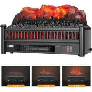 23" Electric Fireplace Log Set Heater House Realistic Flame Ember Bed w/ Remote - Picture 1 of 8