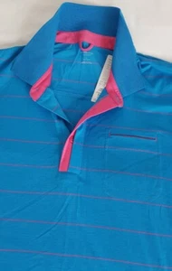 Icebreaker Herren Quattro kurzärmlig Polo Größe Medium - Ägäis/Schockierend UVP £75 - Bild 1 von 1