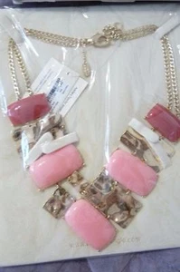 NWT $100 Amrita Singh Pink South Hampton Geometric Mod Bib Statement Necklace - Picture 1 of 3