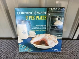 Vintage Corning Ware Blue Cornflower  Pie Plate P-309 With Box and Cookbook 9" - Picture 1 of 4