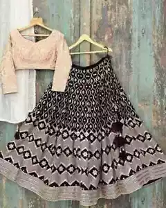 Ultimo Lancio Vino Malese Seta Satinata Lehenga Choli Con Dupatta Per Matrimonio - Foto 1 di 10