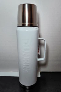 REDUCED PRICE NEW - LARGE 32 OZ. DUNKIN' STAINLESS STEEL THERMOS 2023 - WHITE - Picture 1 of 7