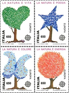 1986 ITALIA EUROPA UNITA NATURA BLOCCO DI 4 UNITO NUOVO ** MNH (C1759 - Foto 1 di 1