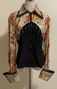 Vintage Heartland Western Show Shirt Rhinestones  Sz L Glitzy Retro Costume - Picture 1 of 12