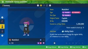 Pokemon Scarlet Violet 6IV Munkidori - Fast Trade - FREE Ability Patch - Bild 1 von 4
