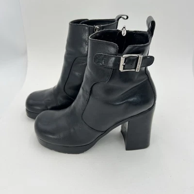 Harley Davidson Mega Harness Motorcycle Boots Black Leather Womens 7 Wide READ - Image 1 of 4