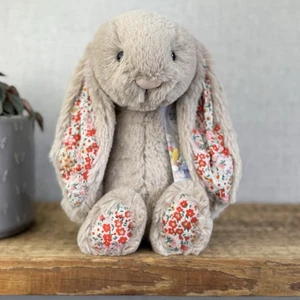 Jellycat Mediano Tímido Beige Posy Blossom Bunny - Beige Conejo Orejas Florales 12” - Imagen 1 de 13