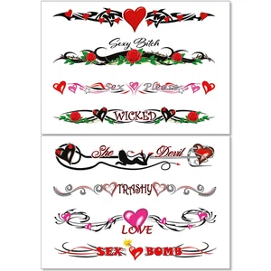 8 Large Sexy Naughty Temporary Tattoos for Women Ladies - Adult Fun for Lower Ba - Picture 1 of 12