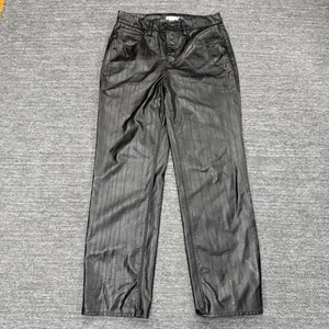 Good American Good Icon Faux Leather Pants Women 10 30 Black Straight Leg Biker - Picture 1 of 11