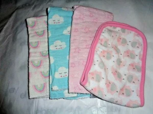 4 pak baby girl size 0-6 infant burp towel & 3 Lovable Friends blankets cleaned - Picture 1 of 3