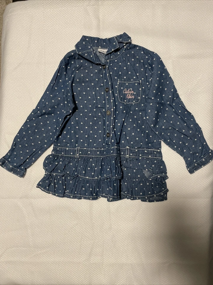 Calvin Klein Camisa Bebé Niña Talla 24 Meses Manga Larga Azul Algodón Foto 1 de 4